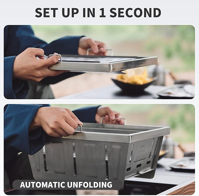 FieldVale™ Stainless Steel Folding BBQ Grill