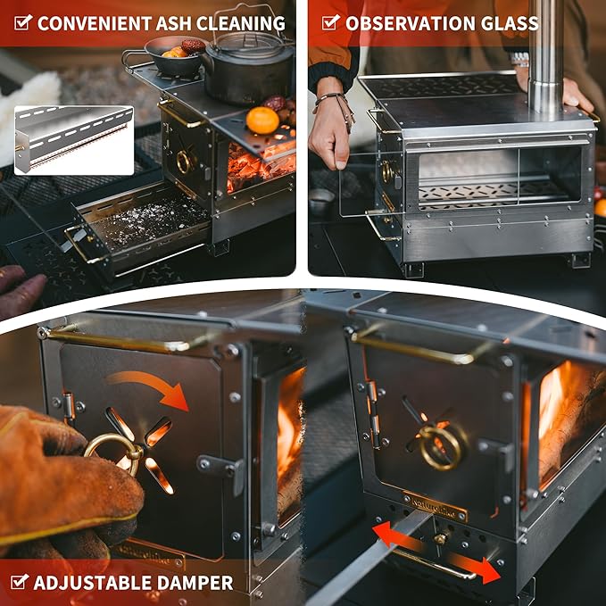 Icefield™ Tabletop Wood-Burning Stove with Chimney